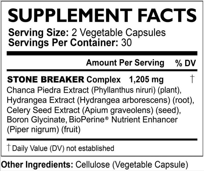 StoneBreakerCaps60ct SupplementFactsChart 1