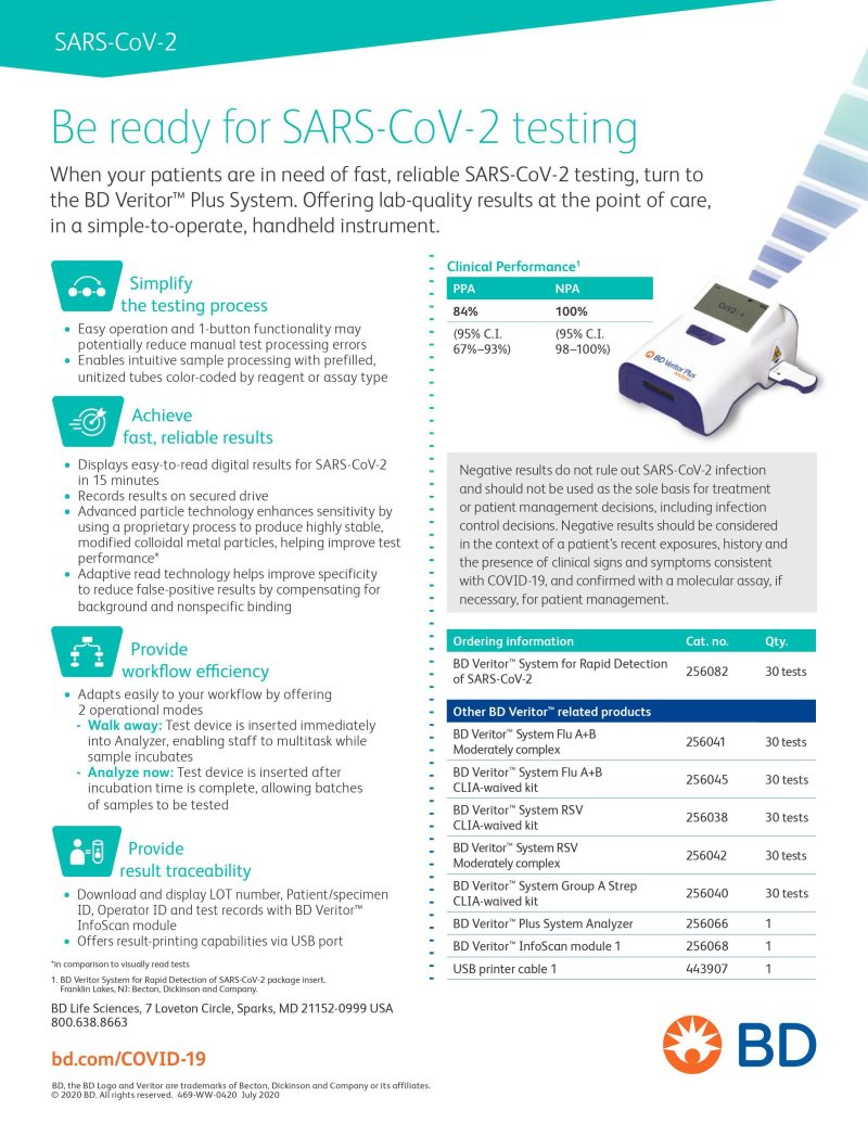 bd veritor sars cov 2 rapid test covid tests and supplies mb medical 834928